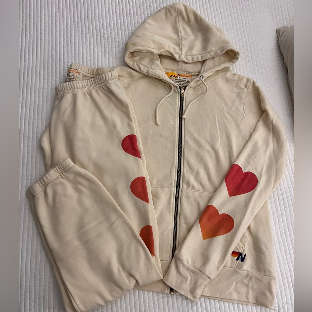 Aviator Nation Heart Fade Sweatshirt and Sweatpants